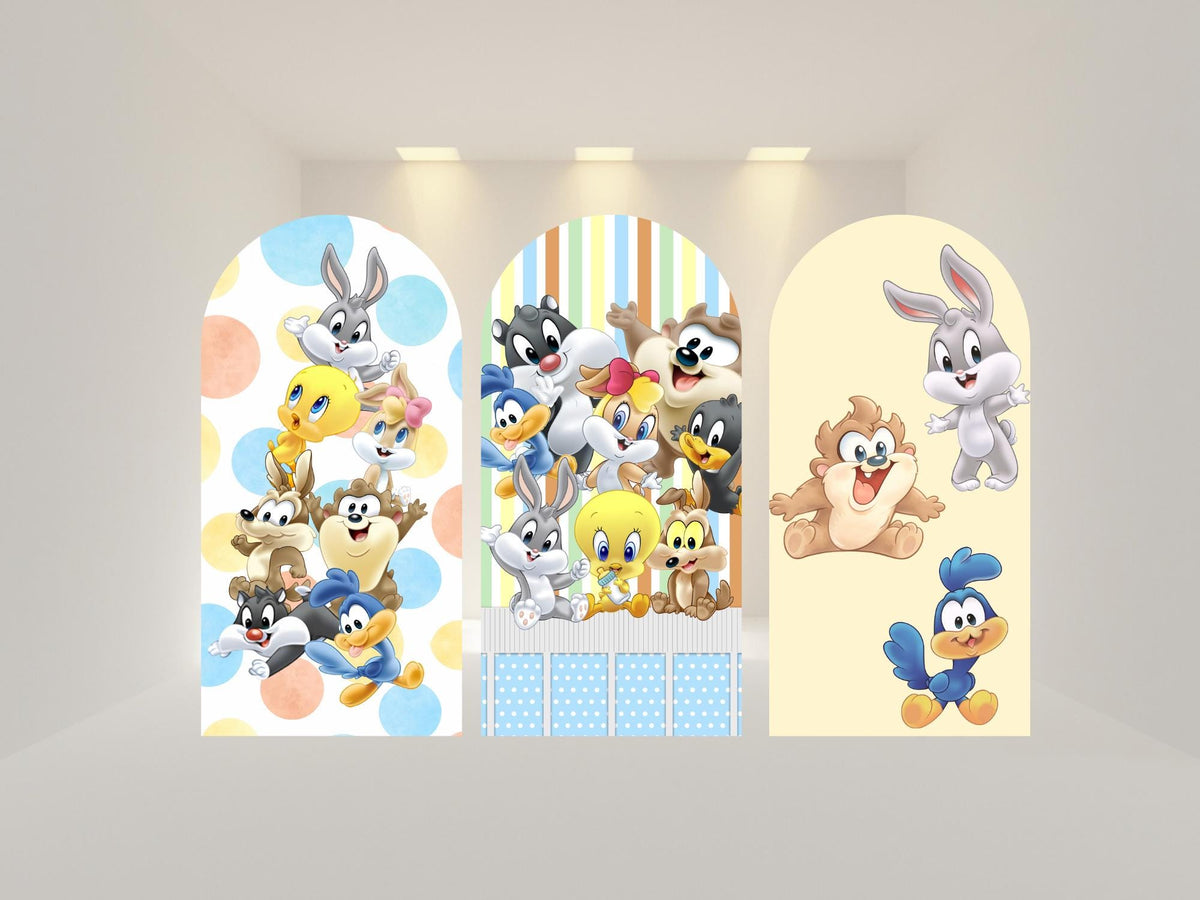 Baby tunes Arch Backdrop Cover | Fabric Backdrop| Ship from USA|Stretch Fabric Backdrop