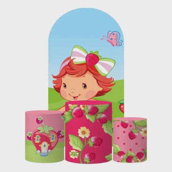 Strawberry Arch Backdrop Cover + Cylinder Covers | Fast Ship from USA|Stretch Fabric Backdrop