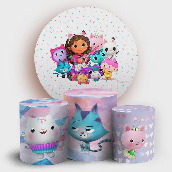 Gabby Backdrop Covers + Cylinders Covers | Birthday Party Decor|Stretch Fabric Backdrop