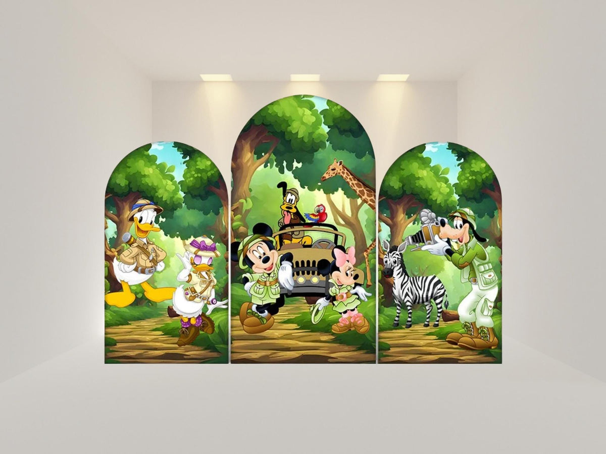 Mouse Safari Arch Backdrop Cover | Polyester Event Backdrop| Ship from USA|Stretch Fabric Backdrop