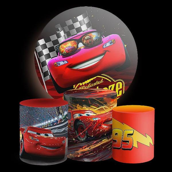 Cars Backdrop Covers + Cylinders Covers | Birthday Party Decor|Stretch Fabric Backdrop