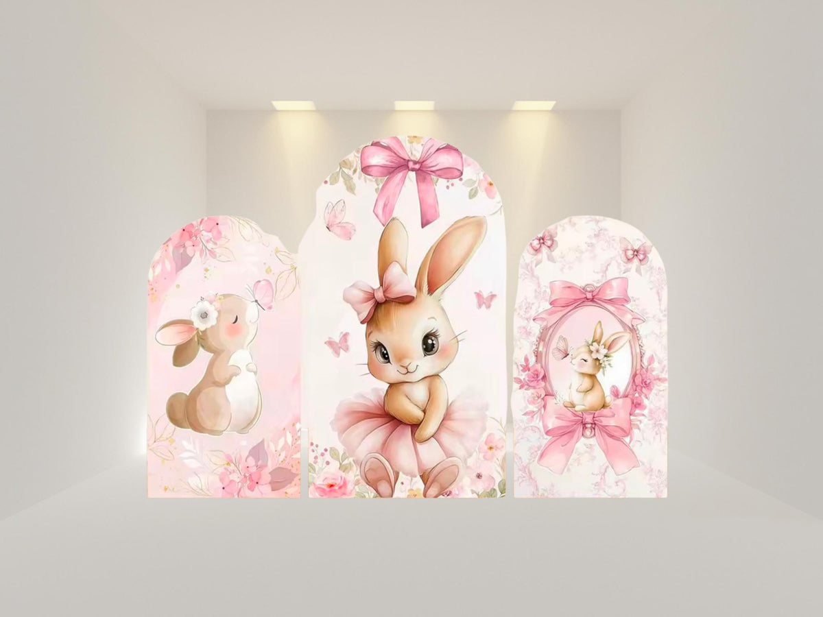 Bunny Arch Backdrop Cover | Polyester Event Backdrop| Ship from USA|Stretch Fabric Backdrop