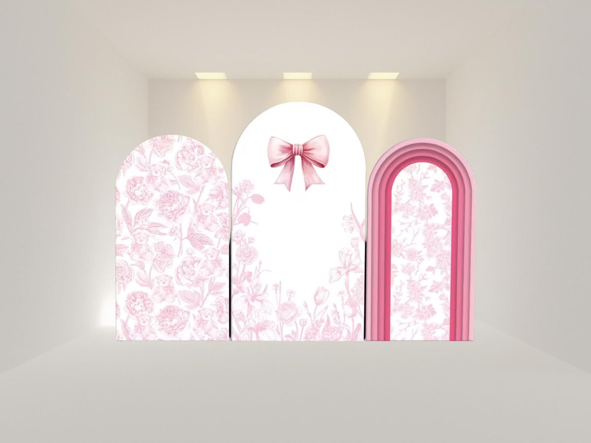 Pink Bow Arch Backdrop Cover | Fabric Backdrop| Ship from USA|Stretch Fabric Backdrop
