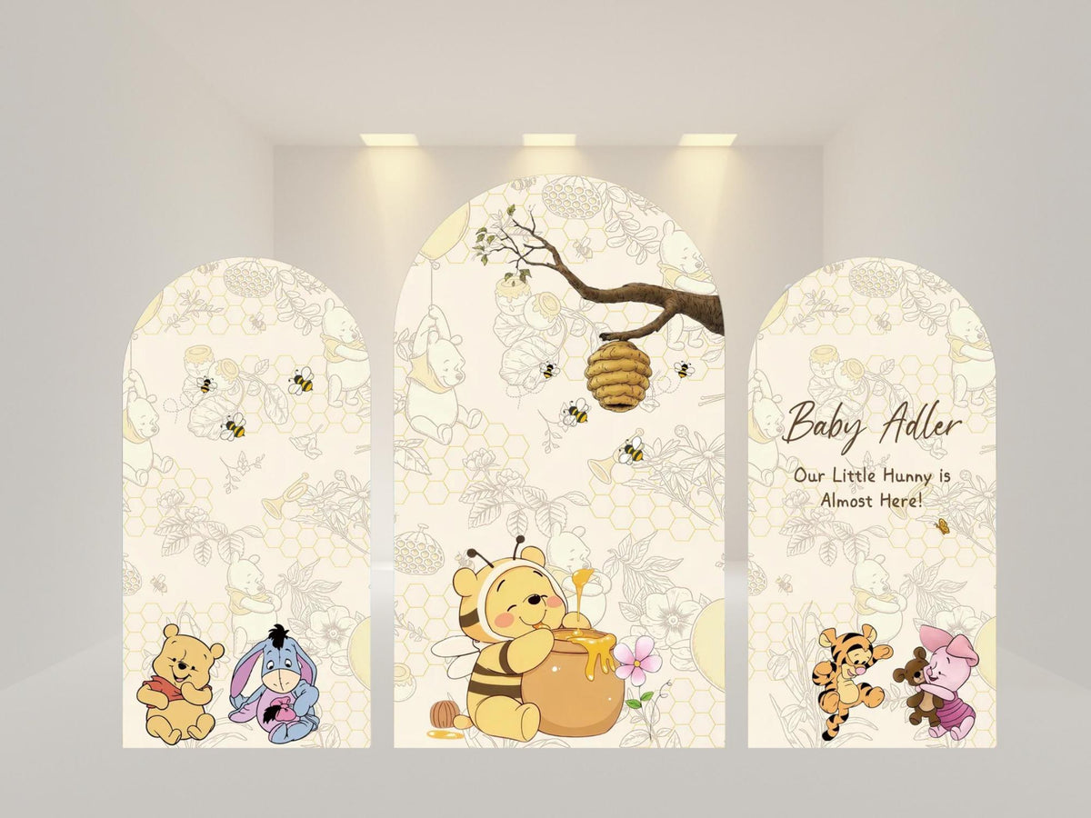 Winnie Bear Arch Backdrop Cover | Fabric Backdrop| Ship from USA|Stretch Fabric Backdrop