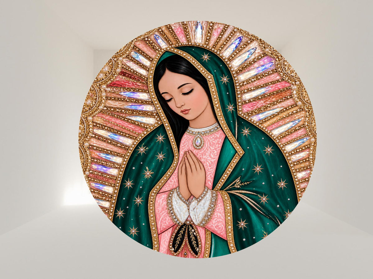 Our Lady of Guadalupe Round Backdrop Cover | Party Backdrop | Fabric Backdrop | Shipping from USA|Stretch Fabric Backdrop