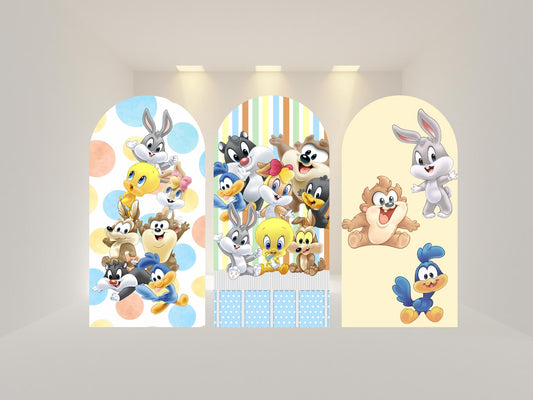 Baby tunes Arch Backdrop Cover | Fabric Backdrop| Ship from USA|Stretch Fabric Backdrop