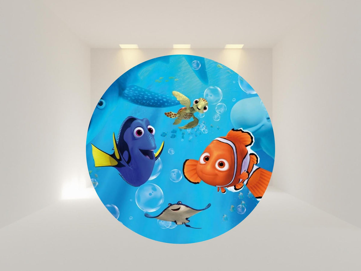 Nemo Round Backdrop Cover | Party Backdrop | Fabric Backdrop | Shipping from USA|Stretch Fabric Backdrop