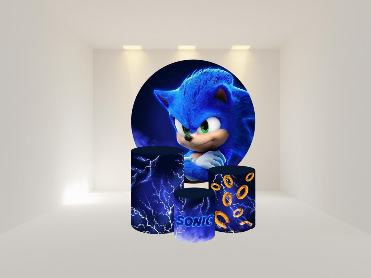 The Hedgehog Backdrop Covers + Cylinders Covers | Birthday Party Decor|Stretch Fabric Backdrop