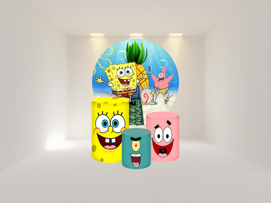 Sponge Backdrop Covers + Cylinders Covers | Birthday Party Decor|Stretch Fabric Backdrop