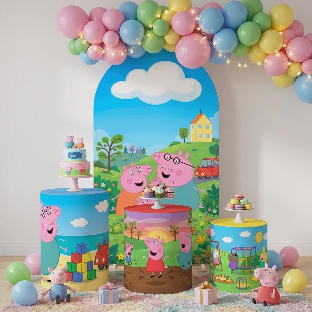 Pig Arch Backdrop Cover + Cylinder Covers | 4 pieces | Fast Shipping from USA|Stretch Fabric Backdrop