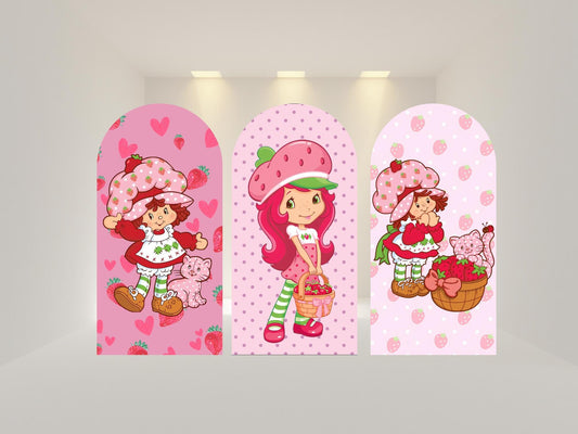 Strawberry Arch Backdrop Cover | Fabric Backdrop| Ship from USA|Stretch Fabric Backdrop