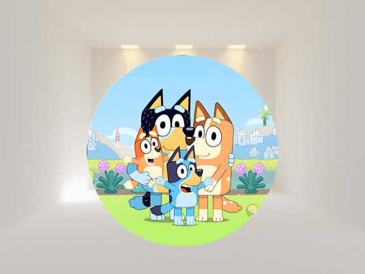 Dog Round Backdrop Cover | Party Backdrop | Fabric Backdrop | Shipping from USA|Stretch Fabric Backdrop