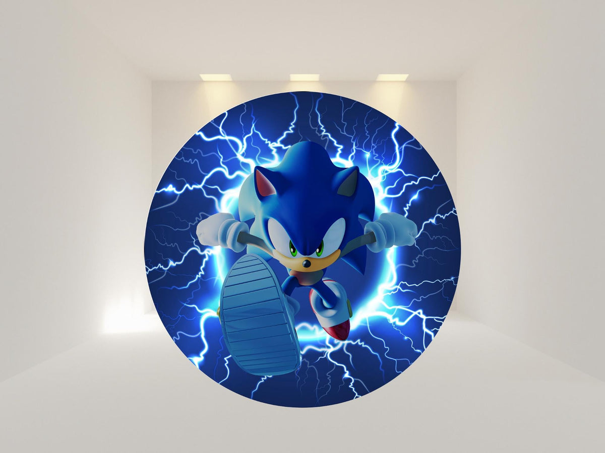 The Hedgehog Round Backdrop Cover | Party Backdrop | Fabric Backdrop | Shipping from USA|Stretch Fabric Backdrop