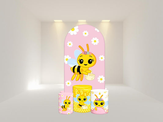 Bee Arch Backdrop Cover, Cylinder Covers | Polyester Fabric, High-Resolution Print|Stretch Fabric Backdrop