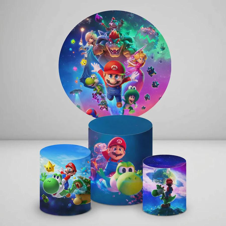 Brothers Galaxy Backdrop Covers + Cylinders Covers | Birthday Party Decor|Stretch Fabric Backdrop