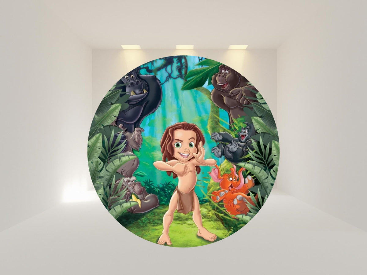 Jungle Round Backdrop Cover | Party Backdrop | Fabric Backdrop | Shipping from USA|Stretch Fabric Backdrop
