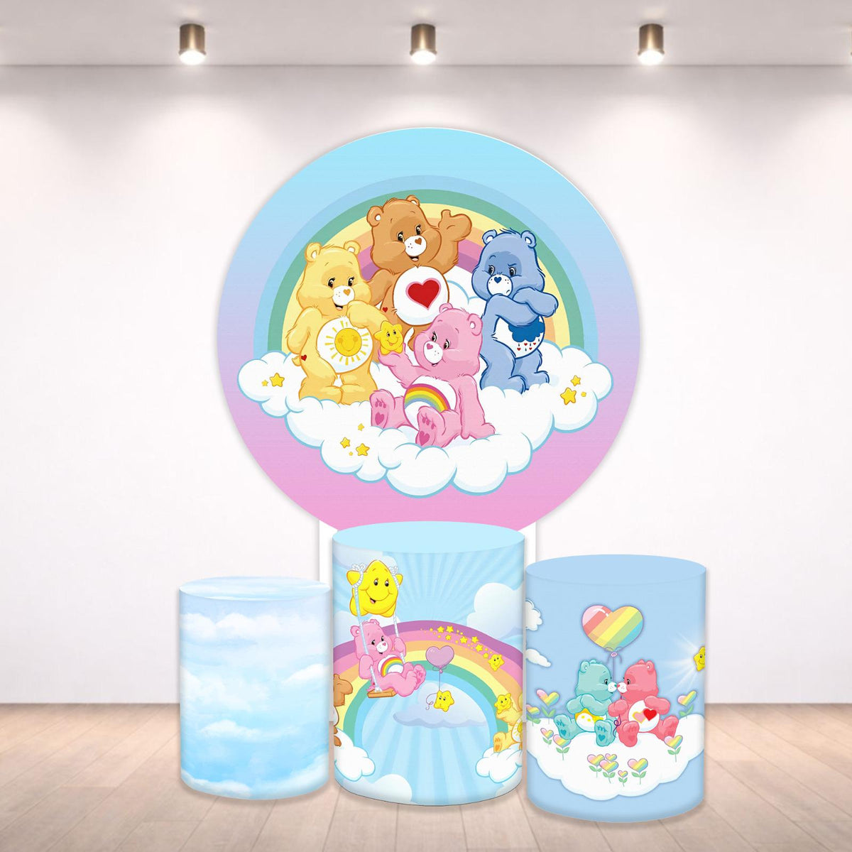 Bears Backdrop Covers + Cylinders Covers | Birthday Party Decor|Stretch Fabric Backdrop