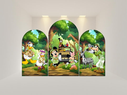 Mouse Safari Arch Backdrop Cover | Polyester Event Backdrop| Ship from USA|Stretch Fabric Backdrop