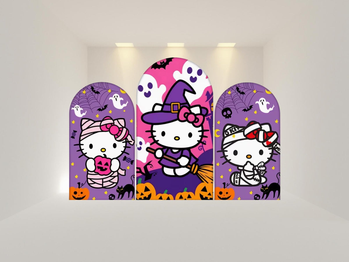 Kitty cat Halloween Arch Backdrop Cover | Fabric Backdrop| Ship from USA|Stretch Fabric Backdrop