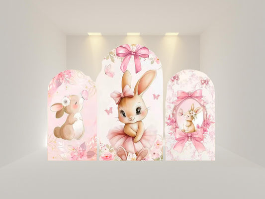 Bunny Arch Backdrop Cover | Polyester Event Backdrop| Ship from USA|Stretch Fabric Backdrop