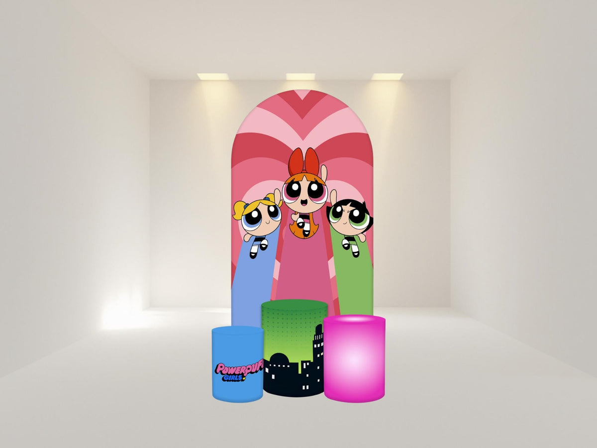 Power gilrs Arch Backdrop Cover, Cylinder Covers | Polyester Fabric, High-Resolution Print|Stretch Fabric Backdrop