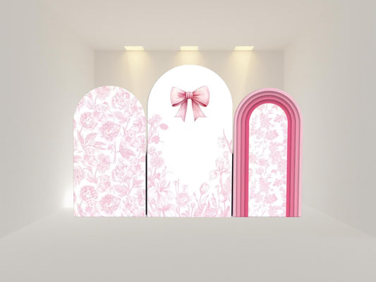 Pink Bow Arch Backdrop Cover | Fabric Backdrop| Ship from USA|Stretch Fabric Backdrop