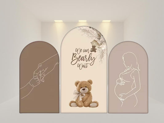 Bear baby shower Arch Backdrop Cover | Fabric Backdrop| Ship from USA|Stretch Fabric Backdrop