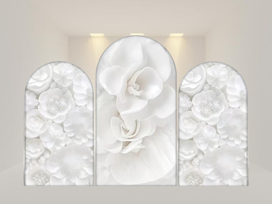 Blooming White Orchid Arch Backdrop Cover | Fabric Backdrop| Ship from USA|Stretch Fabric Backdrop