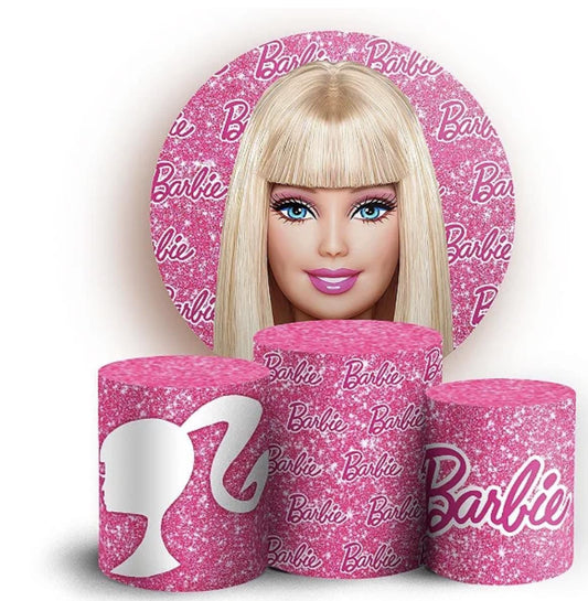 Fashion doll Backdrop Covers + Cylinders Covers | Birthday Party Decor|Stretch Fabric Backdrop