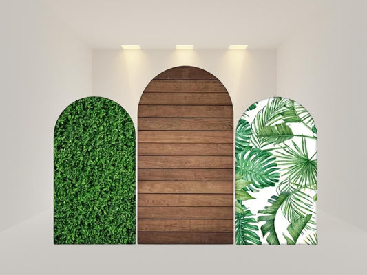 Wooden Themed Arch Backdrop Cover | Fabric Backdrop| Ship from USA|Stretch Fabric Backdrop