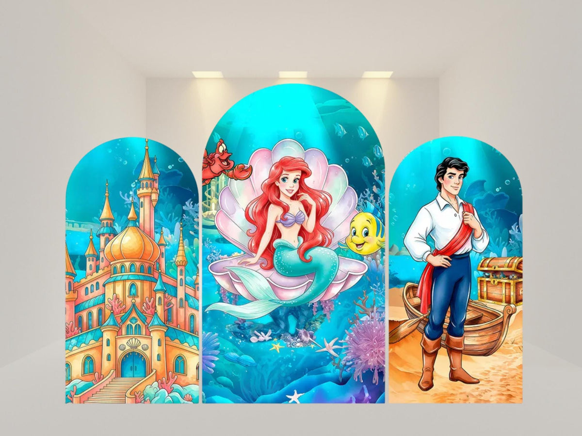 Princess Mermaid Arch Backdrop Cover | Fabric Backdrop| Ship from USA|Stretch Fabric Backdrop