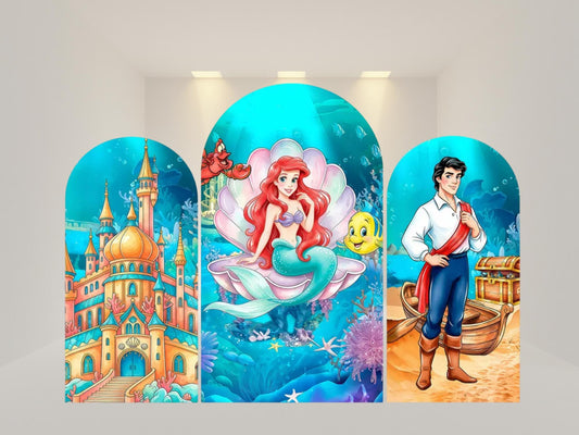 Princess Mermaid Arch Backdrop Cover | Fabric Backdrop| Ship from USA|Stretch Fabric Backdrop